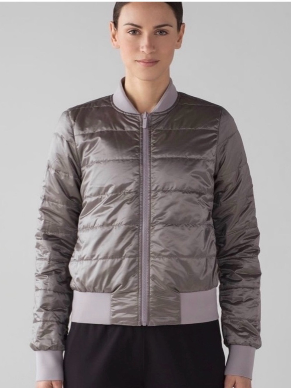 LULULEMON- Women’s Reversible Light Gray/Lavender Non Stop Bomber Jacket